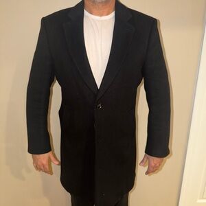 Men's Large Vinci Black Button down Wool Coat